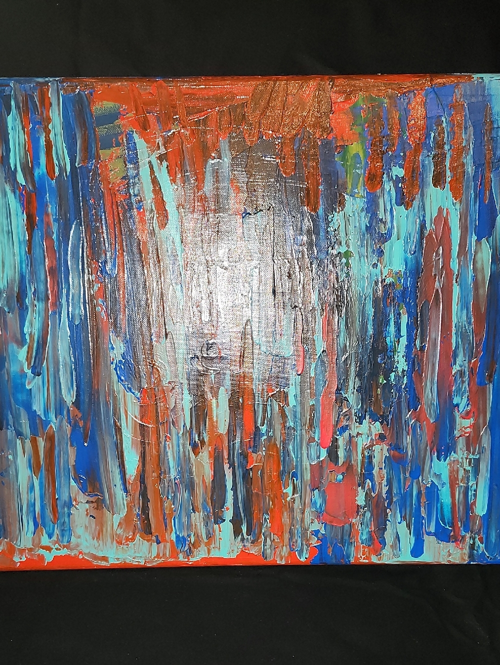 Abstract Blue and Orange Acrylic Canvas Wall Art